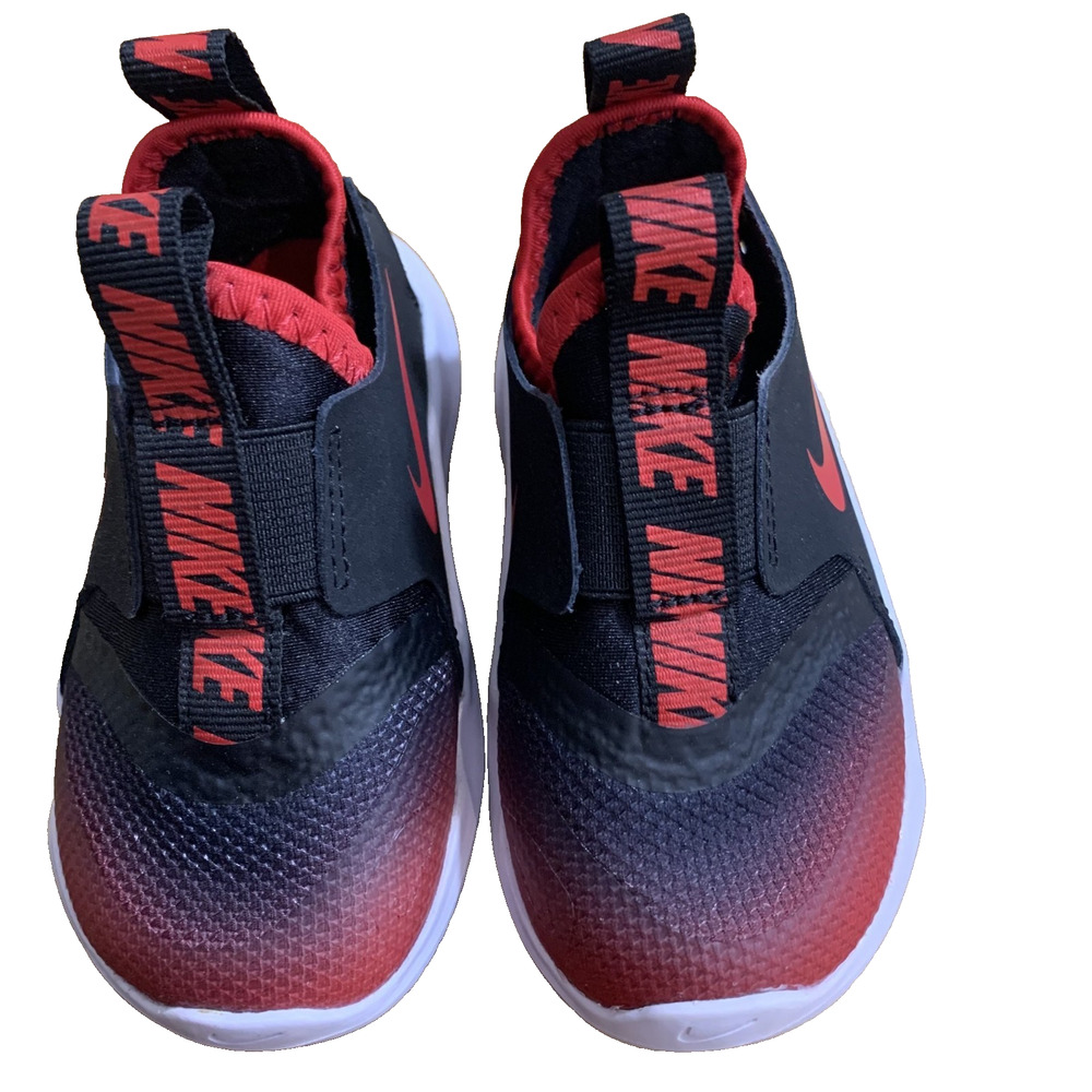 NEW Nike Toddler Flex Runner Slip On Shoe AT4665 607 Red Black Sneakers SIZE 6C
